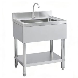 European Type Single Bowl Sink with Bottom Shelf