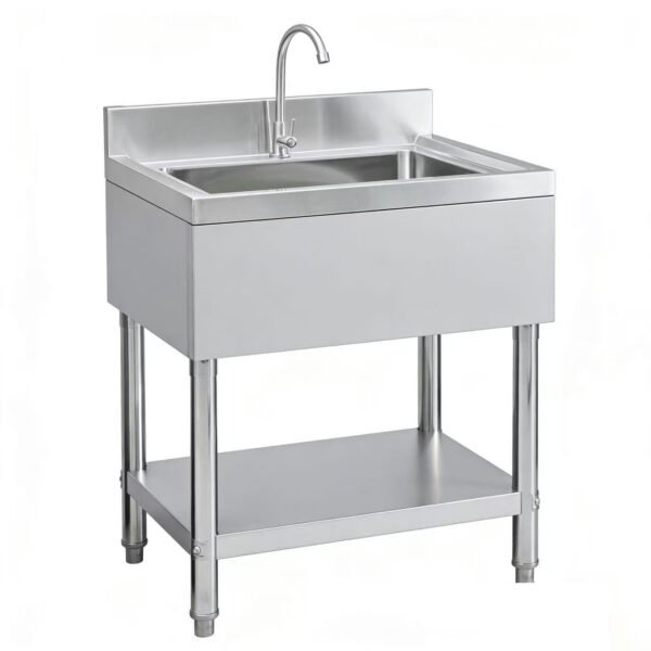 European Type Single Bowl Sink with Bottom Shelf