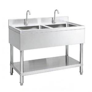 European Type Double Bowl Sinkwith Bottom Shelf