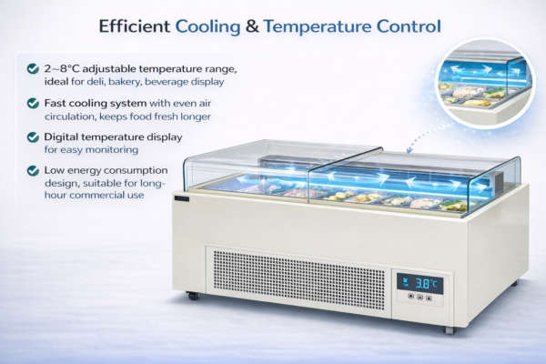 Commercial Sandwich Display Refrigerator | Glass Top Deli Display Case