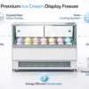 Stainless Steel Ice Cream Display Freezer | Commercial Glass Top Gelato Showcase