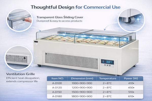 Commercial Sandwich Display Refrigerator | Glass Top Deli Display Case