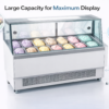 Stainless Steel Ice Cream Display Freezer | Commercial Glass Top Gelato Showcase