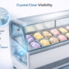 Stainless Steel Ice Cream Display Freezer | Commercial Glass Top Gelato Showcase