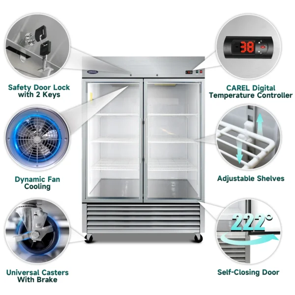 4 2 Door Upright Glass Door Refrigerator/Freeze