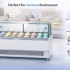 Stainless Steel Ice Cream Display Freezer | Commercial Glass Top Gelato Showcase