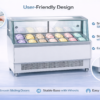 Stainless Steel Ice Cream Display Freezer | Commercial Glass Top Gelato Showcase