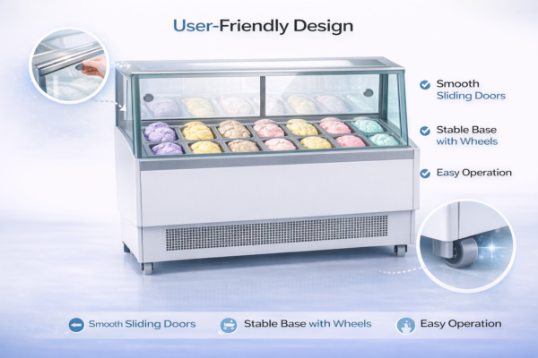 Stainless Steel Ice Cream Display Freezer | Commercial Glass Top Gelato Showcase